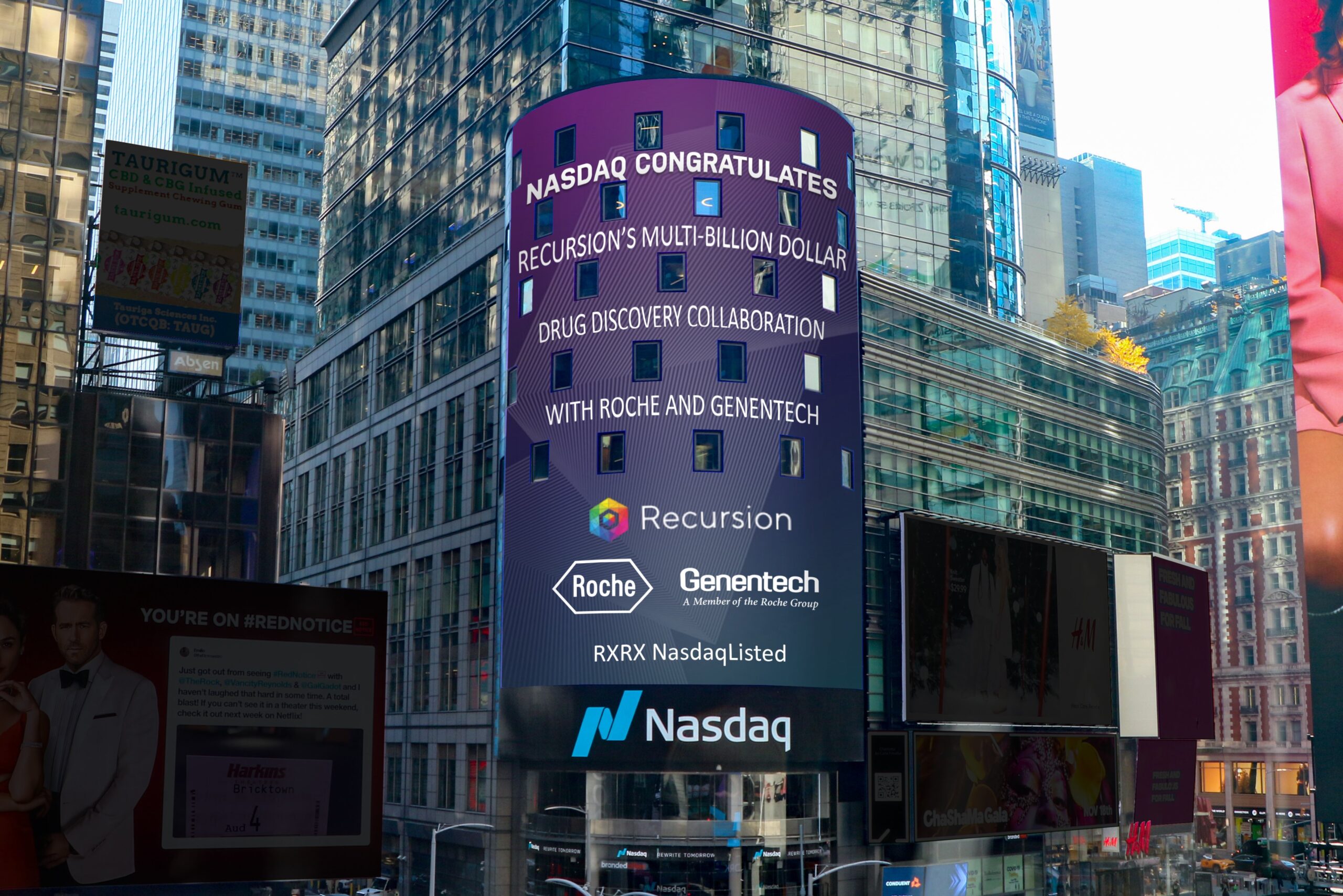 Recursion on NasDaq electronic billboard